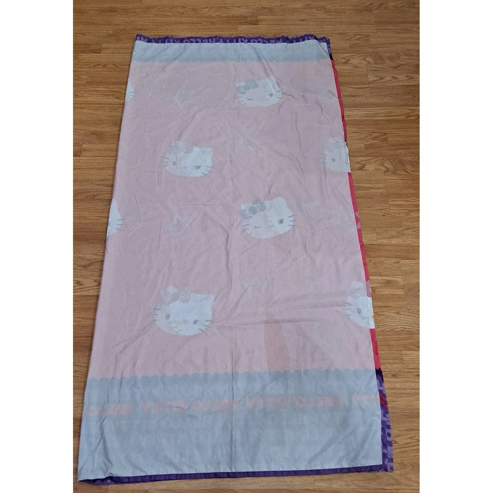 Hello Kitty Shower Curtain Pink Purple Hearts Stars Wink Sanrio Fabric